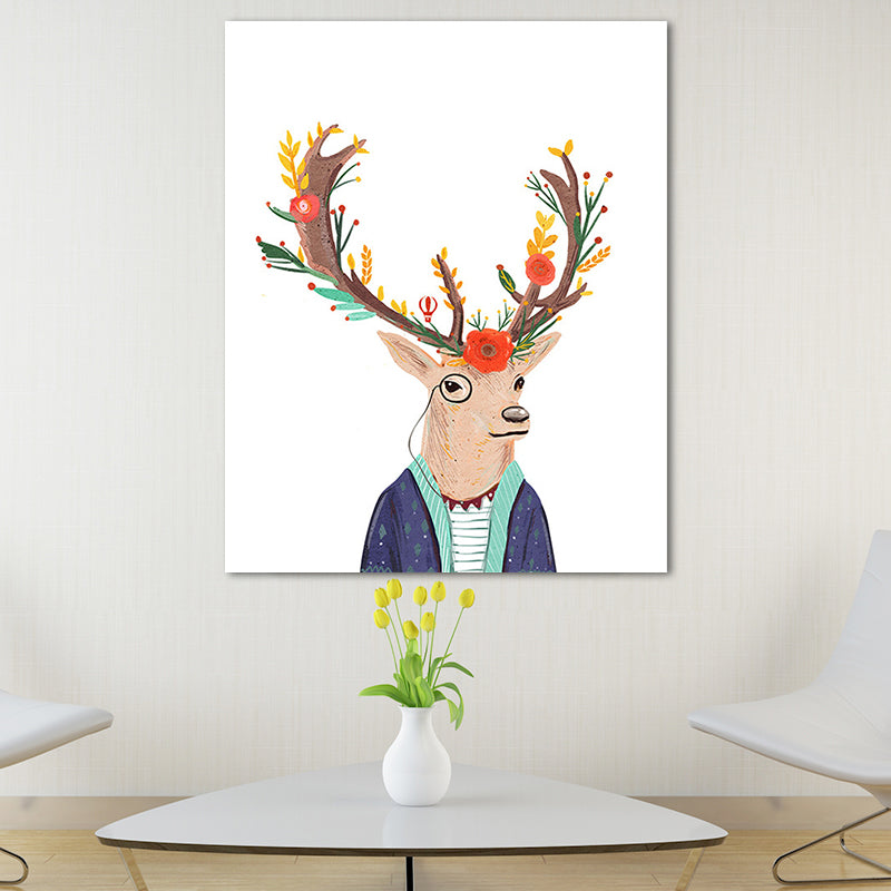 Hirschgemälde, zeitgenössisch, dekorativ für das Wohnzimmer, bunter Kunstdruck