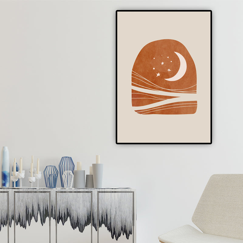 Scandinavian Landscapes Wall Art Print Brown Textured Wrapped Canvas for Bedroom