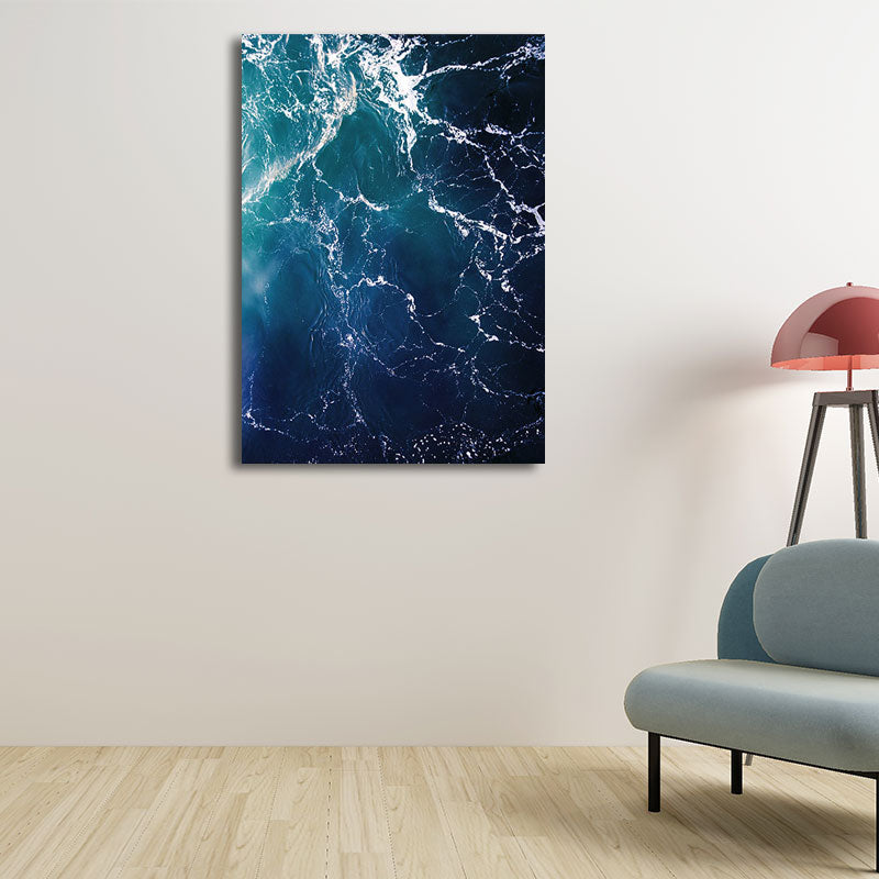 Toile imprimée d'art d'eau d'océan Tropical, décoration murale texturée de couleur foncée pour salon