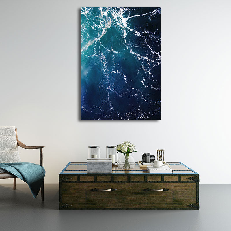 Toile imprimée d'art d'eau d'océan Tropical, décoration murale texturée de couleur foncée pour salon