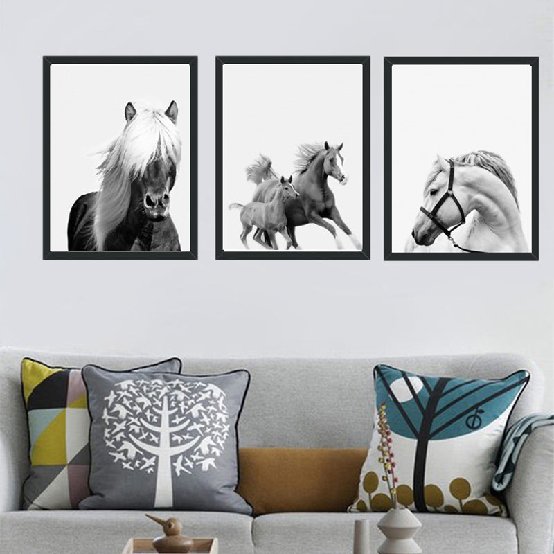 Donkere kleur Steed wanddecoratie getextureerd oppervlak Wall Art Print voor woonkamer