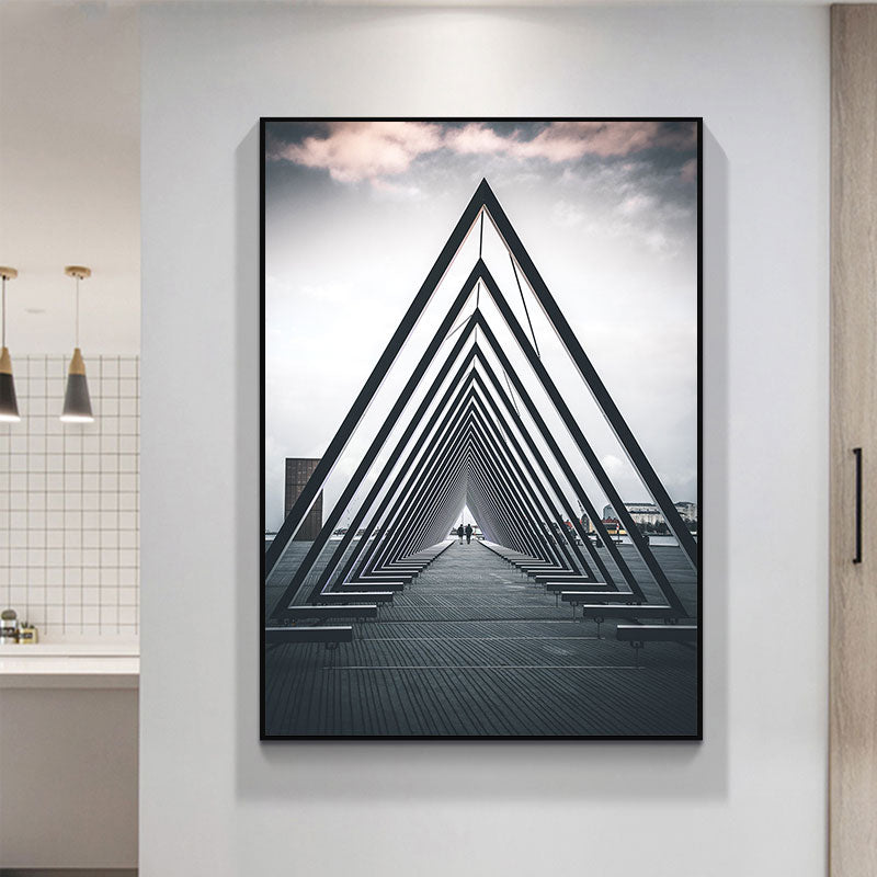 Mehrfarbiger Architektur-Leinwand-Kunstdruck, dekorativ, modern, für Flurgemälde