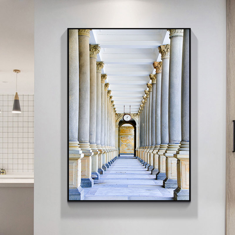 Mehrfarbiger Architektur-Leinwand-Kunstdruck, dekorativ, modern, für Flurgemälde