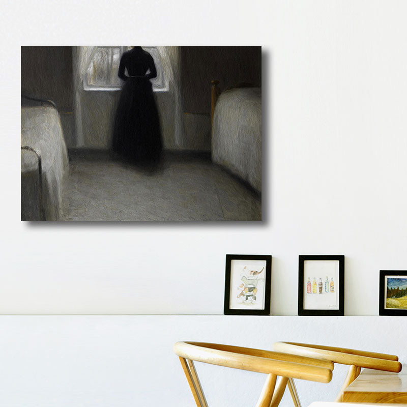 Young Girl's Back Painting Retro Style Canvas Wall Art Print, Multiple Sizes Options