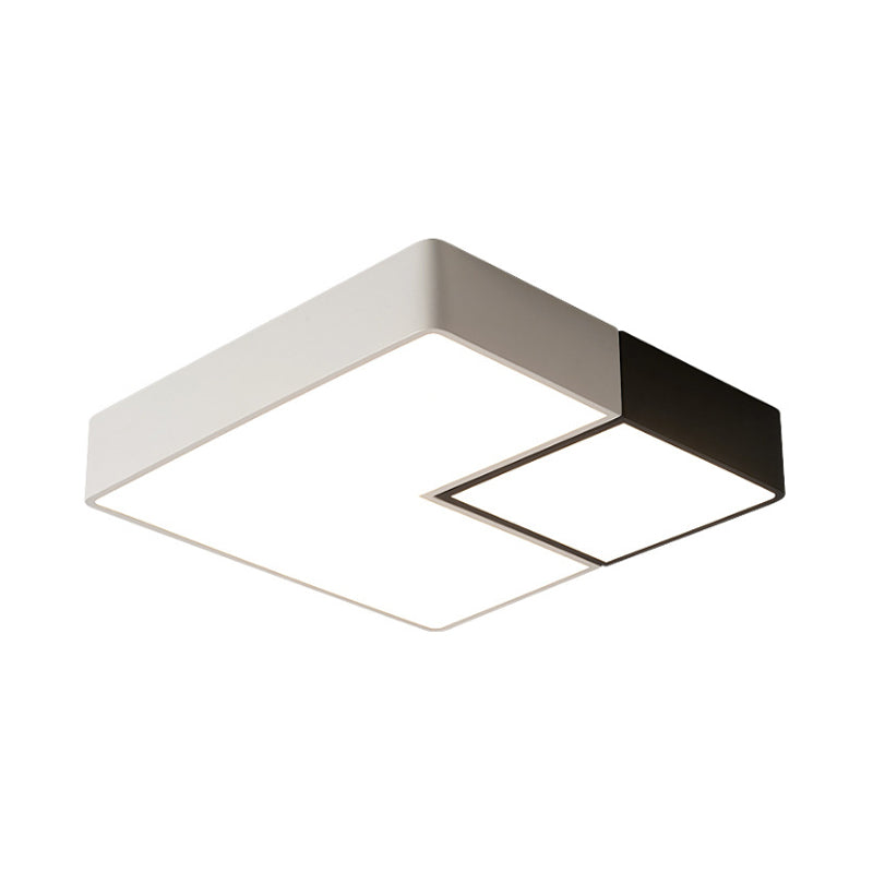 Metal Square Flush Mount Lighting Simple LED White Ceiling Light Fixture for Living Room in Warm/White, 11"/15”/19" Wide