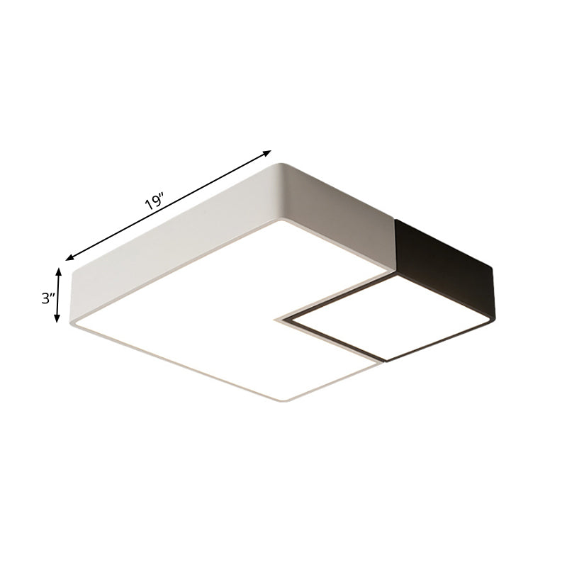 Metal Square Flush Mount Lighting Simple LED White Ceiling Light Fixture for Living Room in Warm/White, 11"/15”/19" Wide