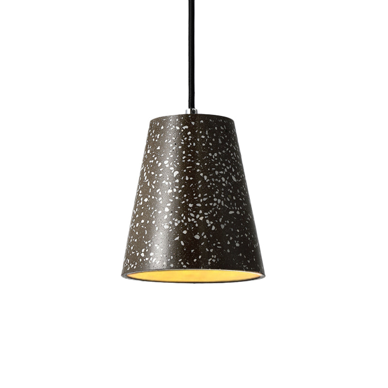 Concrete Cone Pendant Lighting Simplicity 1 Light Black/White/Brown Hanging Light