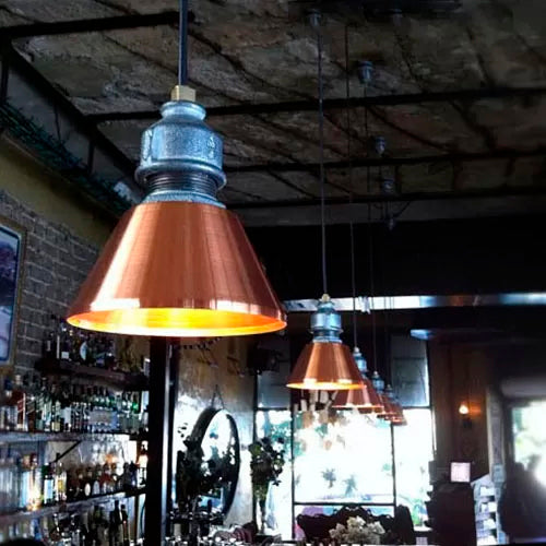 Rust/Gold Tapered Ceiling Pendant Vintage Industrial Iron 1 Head Restaurant Hanging Fixture, 5.5"/8" Width
