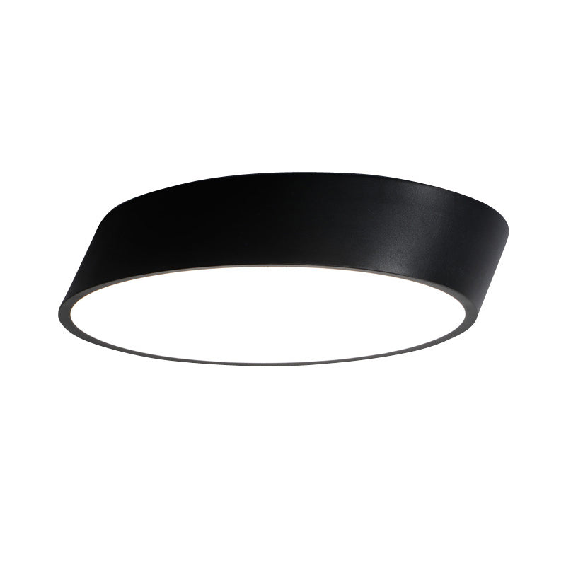 Inclined Elliptical Metal Flush Mount Modernist Led Bedroom Flush Mount Light in White/Black, 10"/16"/19.5" Wide