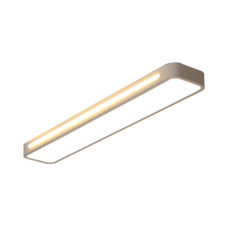 Rectangle Flush Mount Light Modern Metal LED White Ceiling Mount Lamp with Acrylic Diffuser in White/Warm Light, 19"/23"/31" Wide