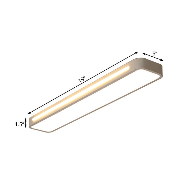 Rectangle Flush Mount Light Modern Metal LED White Ceiling Mount Lamp with Acrylic Diffuser in White/Warm Light, 19"/23"/31" Wide