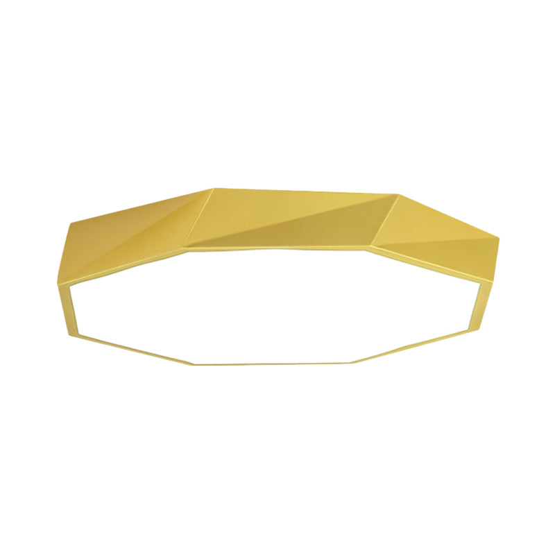 Plafonnier octogonal luminaire encastré LED jaune / vert métallique moderne avec diffuseur acrylique, 16 "/ 19,5" / 23,5 "de large