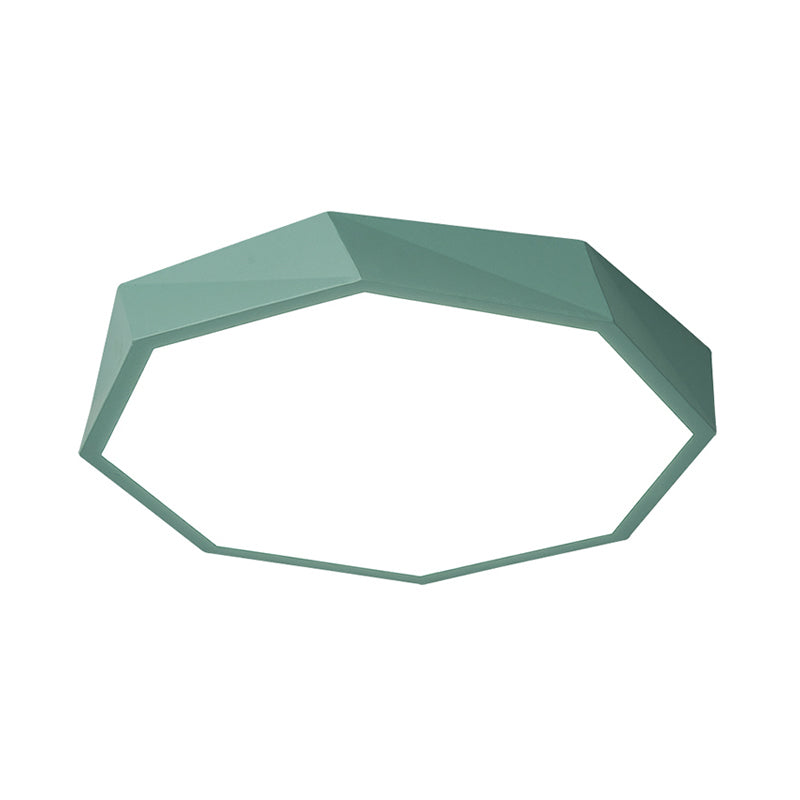 Plafonnier octogonal luminaire encastré LED jaune / vert métallique moderne avec diffuseur acrylique, 16 "/ 19,5" / 23,5 "de large