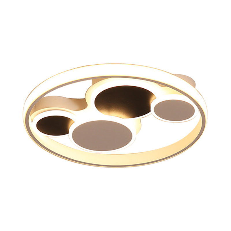 Eenvoudige cirkel inbouwverlichting metalen LED woonkamer plafondlamp in wit/warm licht, 16,5"/19,5" breed