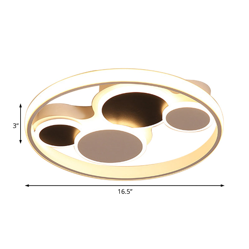 Eenvoudige cirkel inbouwverlichting metalen LED woonkamer plafondlamp in wit/warm licht, 16,5"/19,5" breed