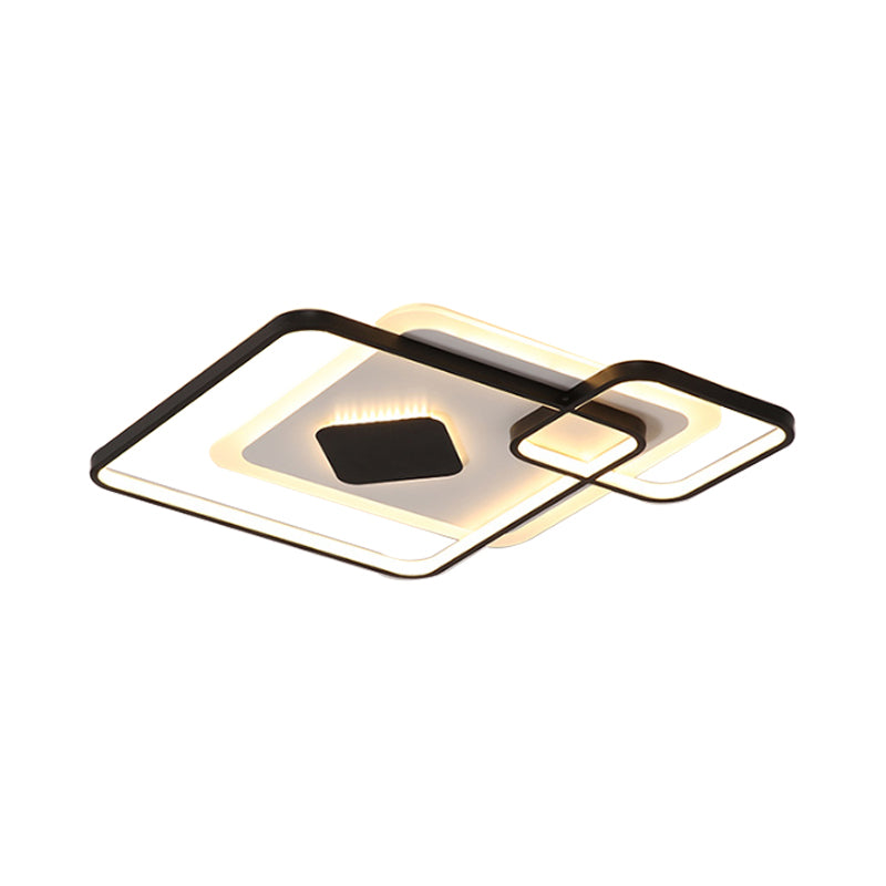Geometrische Deckenleuchte, einfache schwarze LED-Deckenleuchte aus Metall in weißem/warmem Licht, 16,5"/19,5"/23,5" breit