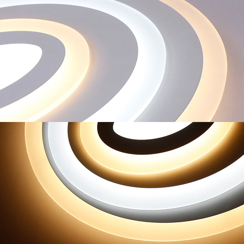 16"/19.5/25.5" Wide Oval Acrylic Flush Lamp Contemporary LED White Flush Mount Ceiling Fixture in Warm/White Light