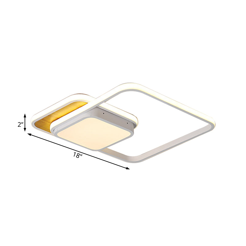 Lampada da soffitto geometrica nera/bianca moderna a LED in metallo a luce bianca/calda, 18 "/21,5" Wide