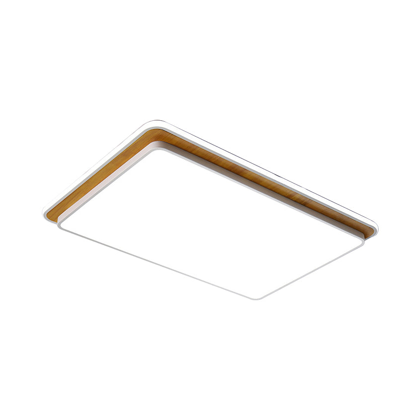 Black/White Rectangular Flush Mounted Lamp Minimal LED Metal Close to Ceiling Lighting in White/Warm Light