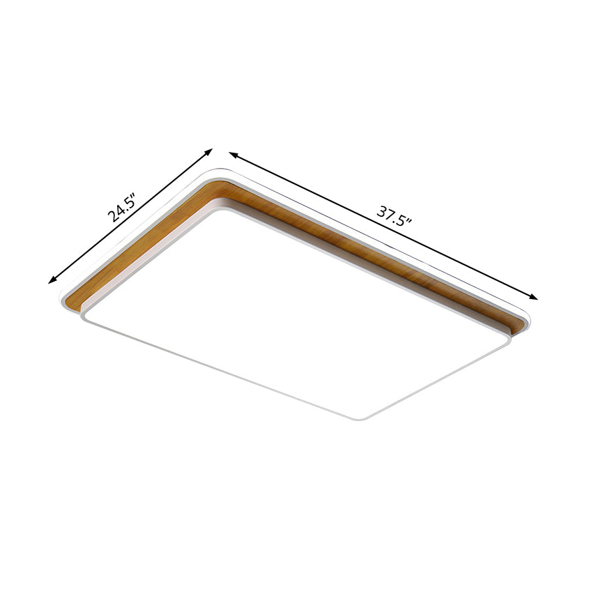 Black/White Rectangular Flush Mounted Lamp Minimal LED Metal Close to Ceiling Lighting in White/Warm Light