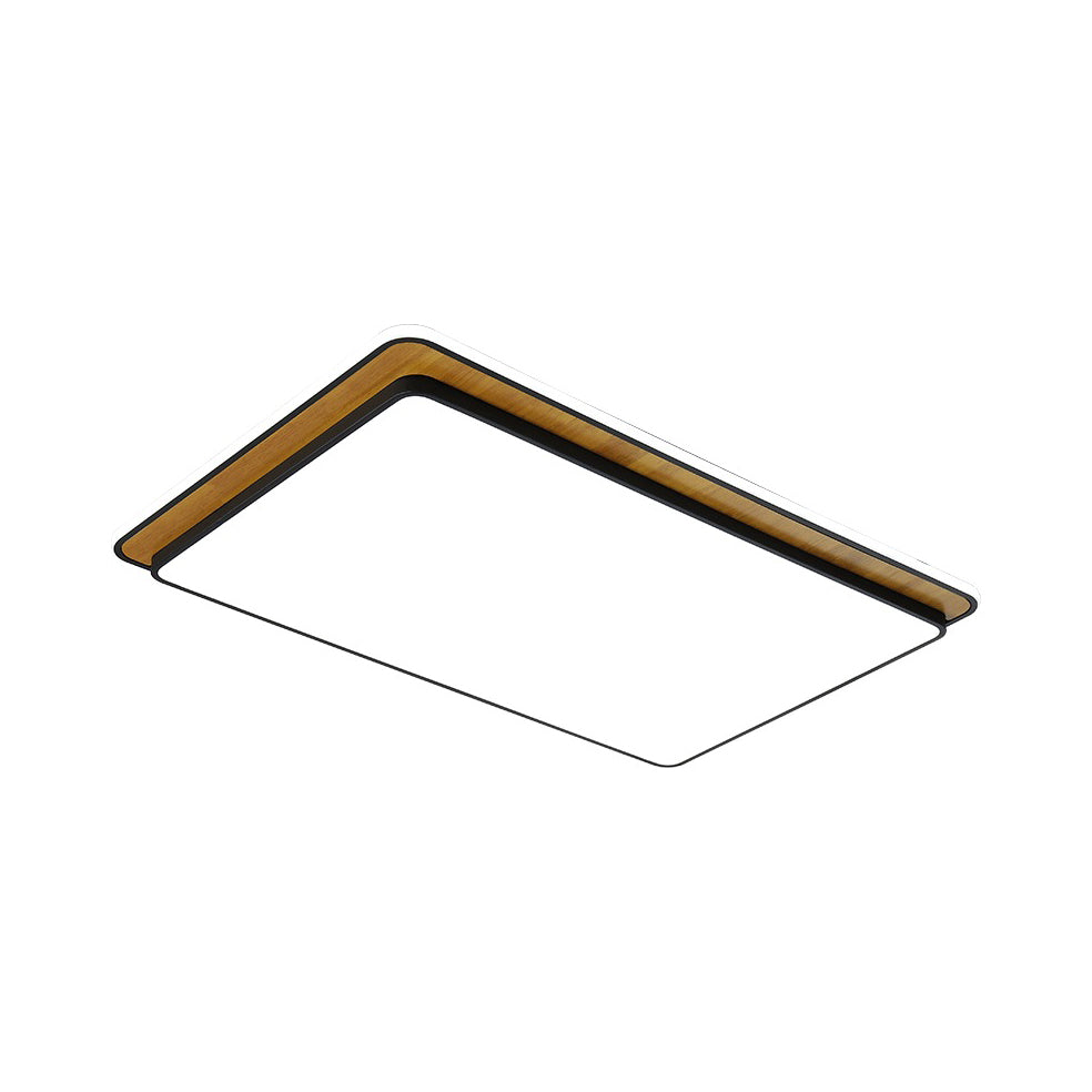 Black/White Rectangular Flush Mounted Lamp Minimal LED Metal Close to Ceiling Lighting in White/Warm Light