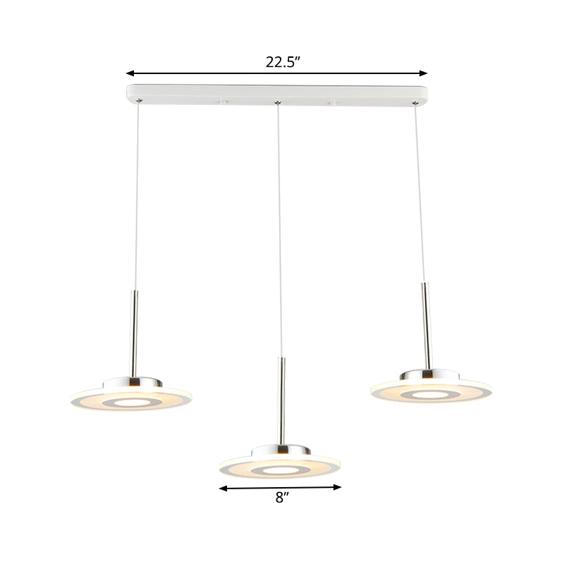 Modern Circular Acrylic Pendant LED Hanging Ceiling Light in Warm/White/Natural Light with Round/Linear Canopy