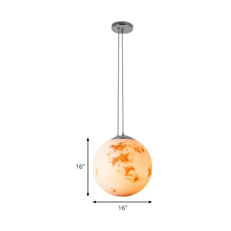 Pendant Lamp for Bedroom, Modern Globe Shade Ceiling Light Fixture in Chrome for Kids