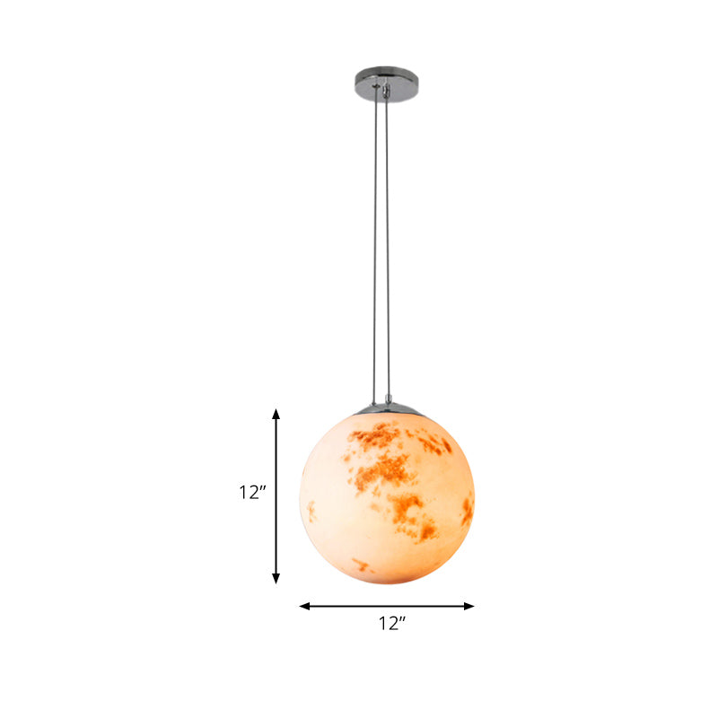 Pendant Lamp for Bedroom, Modern Globe Shade Ceiling Light Fixture in Chrome for Kids