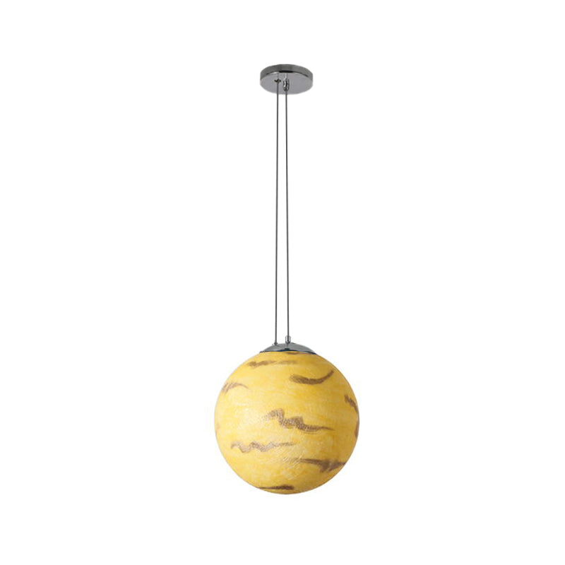 Pendant Lamp for Bedroom, Modern Globe Shade Ceiling Light Fixture in Chrome for Kids