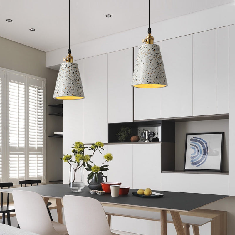 Cone Pendant Lighting in Nordic Style Cement 1 Light Black/Grey/White Hanging Light