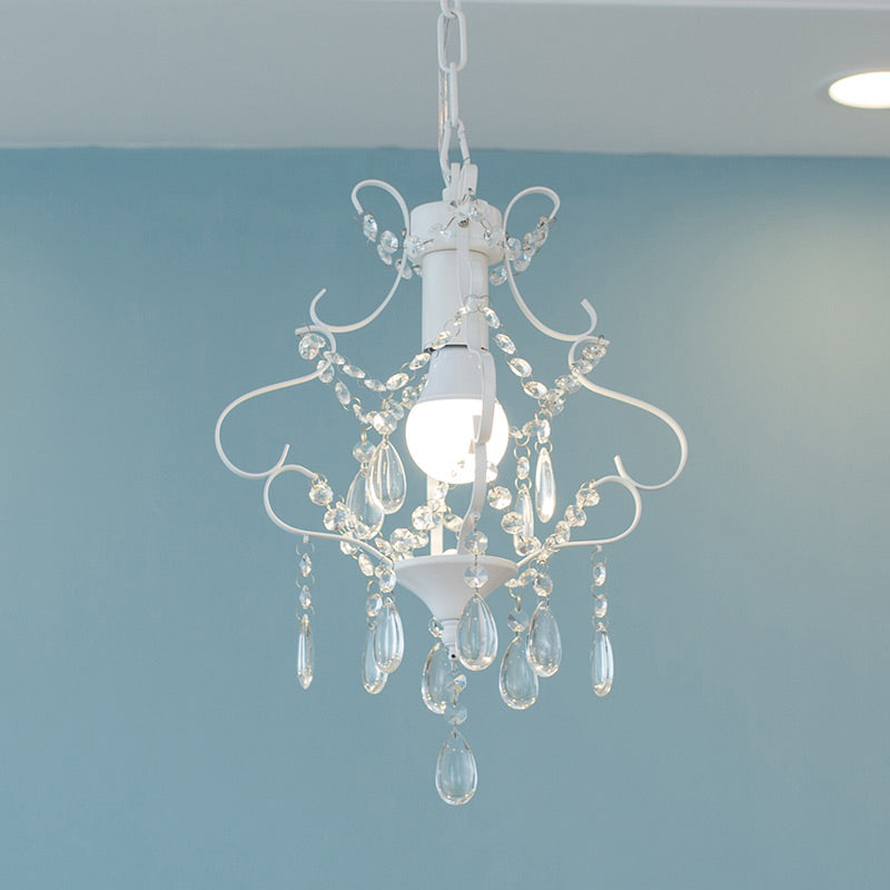 Piccole luci sospese per camera da letto, moderna illuminazione a sospensione bianca con catena regolabile da 31,5 "e decorazioni cristalline, H12.5" X D12 "