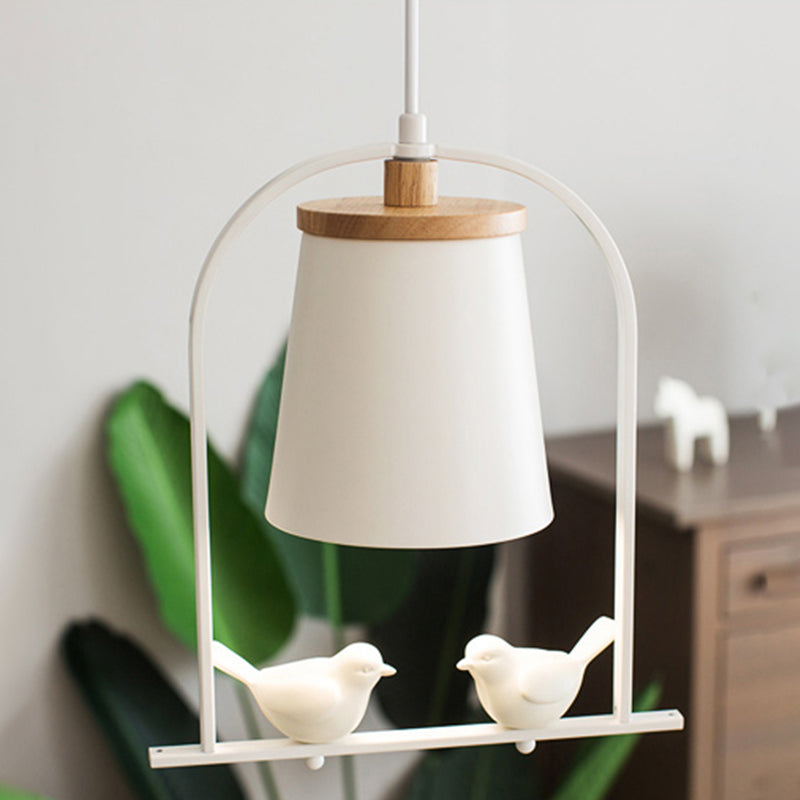Mini pendentif clair blanc, plafond réglable avec décoration d'oiseaux style moderne