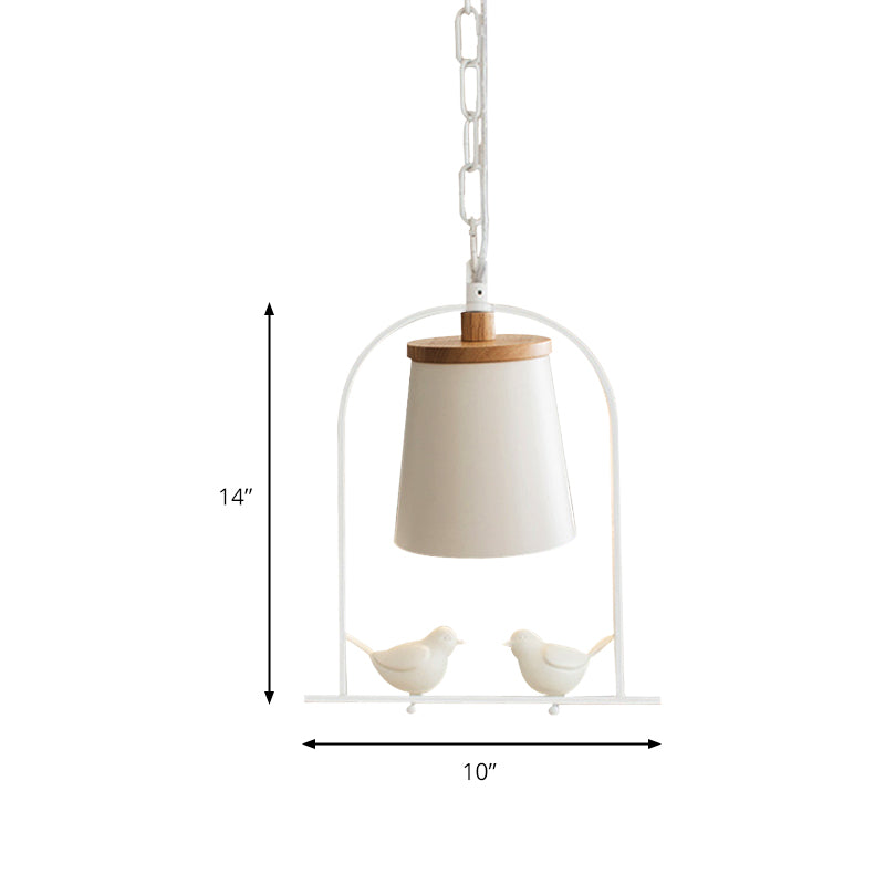 Mini pendentif clair blanc, plafond réglable avec décoration d'oiseaux style moderne