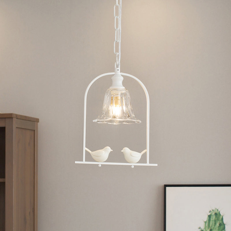 Mini pendentif clair blanc, plafond réglable avec décoration d'oiseaux style moderne