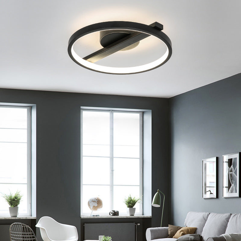 Acryl Ring Inbouw Modernisme Zwart/Wit/Blauw Plafondgemonteerd Licht voor Woonkamer in Warm/Wit, 12,5"/16,5"/20,5" Dia