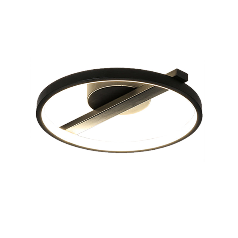 Acryl Ring Inbouw Modernisme Zwart/Wit/Blauw Plafondgemonteerd Licht voor Woonkamer in Warm/Wit, 12,5"/16,5"/20,5" Dia