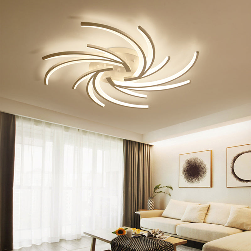 Lampe encastrée à tourbillon moderne en acrylique, 3/4/5 lumières, plafonnier de chambre à coucher blanc chaud/blanc