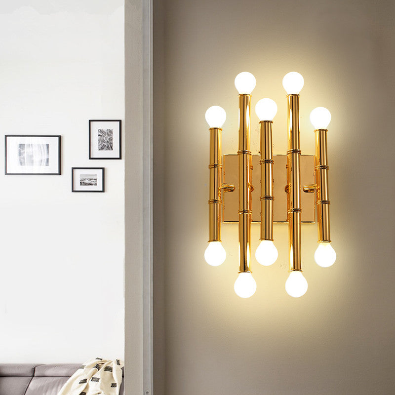 Tubi in metallo sconce modernismo stile 10 luci lucida lampada montata in oro/argento per il corridoio
