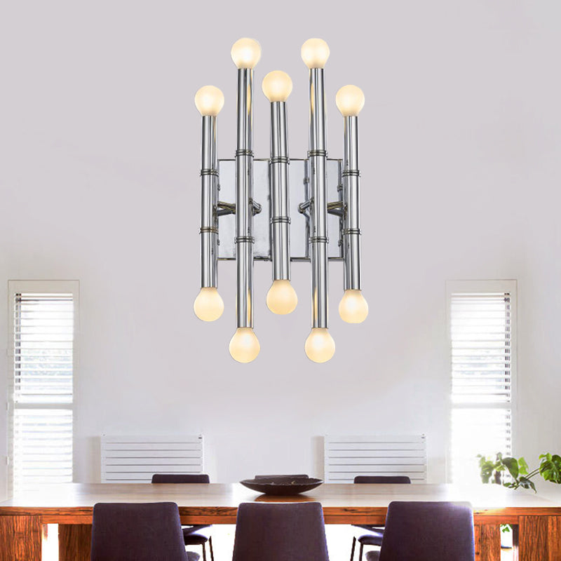 Tubi in metallo sconce modernismo stile 10 luci lucida lampada montata in oro/argento per il corridoio