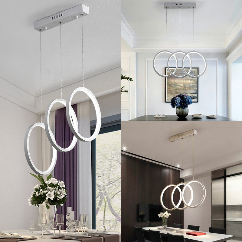 Bureau de bureau de plafond suspendu avec anneau en acrylique Shade White Cluster Pendent en lumière chaude / blanche