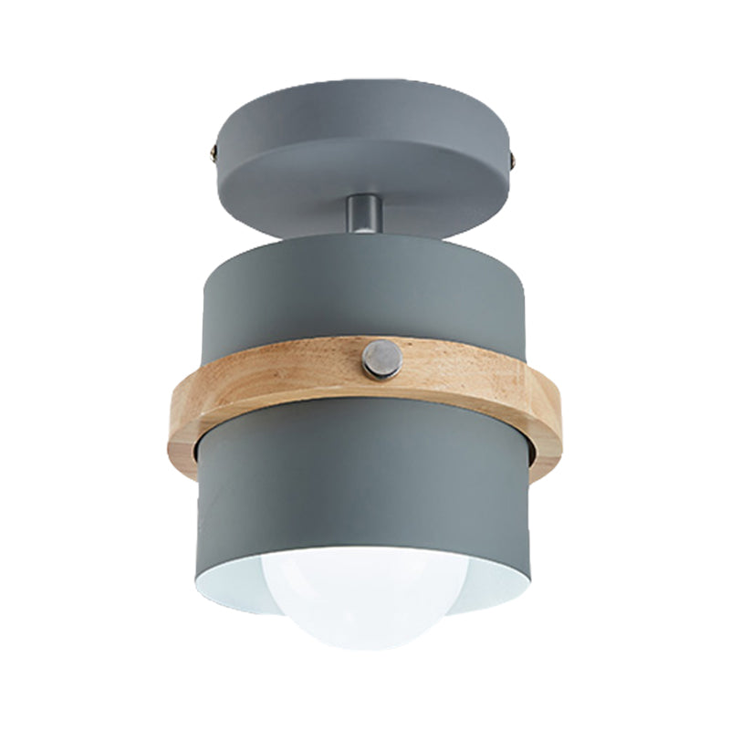 Undertint Cylinder Flush Ceiling Light Rotatable 1 Light Macaron Loft Metal Ceiling Lamp for Corridor