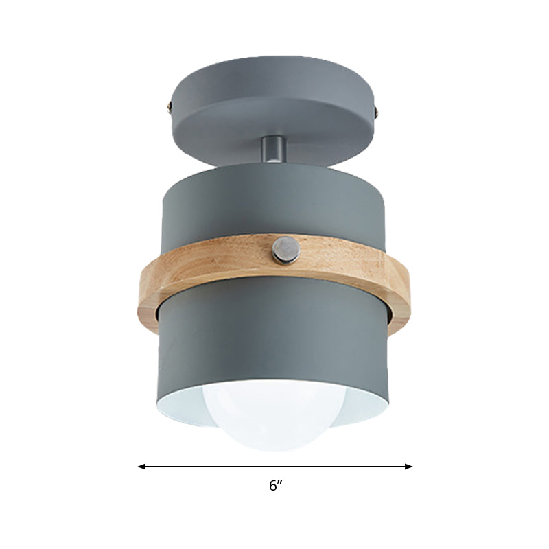 Undertint Cylinder Flush Ceiling Light Rotatable 1 Light Macaron Loft Metal Ceiling Lamp for Corridor
