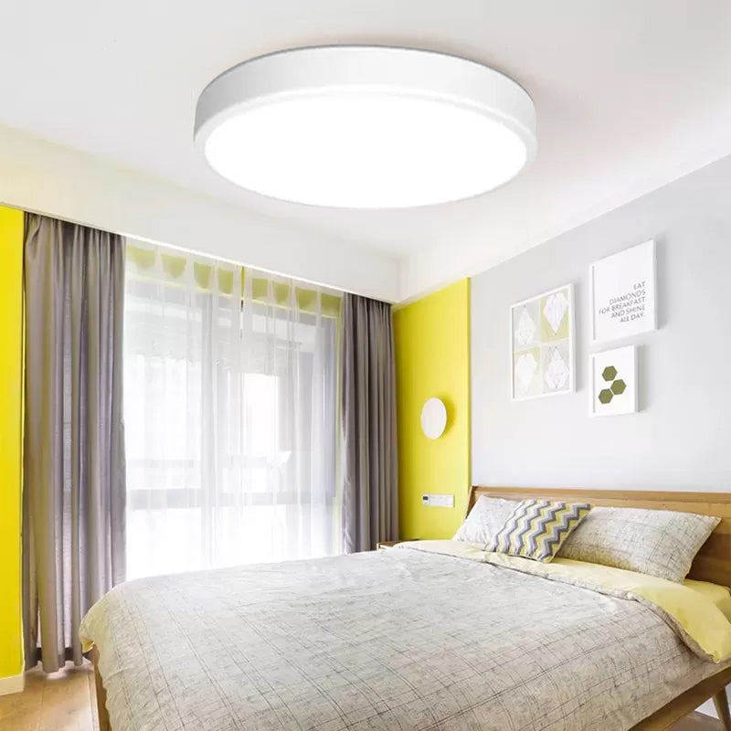 White LED Flush Mount Light, Ultra Thin Ceiling Lighting with Acrylic Shade for Bedroom Modern Style