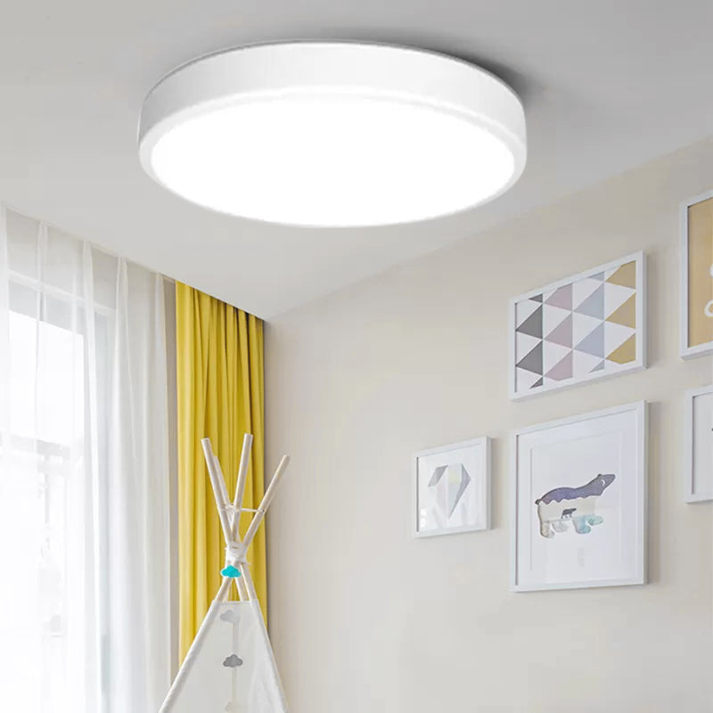White LED Flush Mount Light, Ultra Thin Ceiling Lighting with Acrylic Shade for Bedroom Modern Style