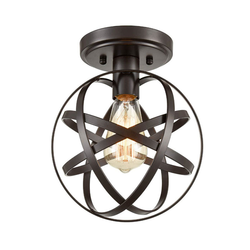 Plafonnier en fer et Bronze avec sangle Globe, 1 tête, rétro, élégant, éclairage Semi-encastré pour couloir