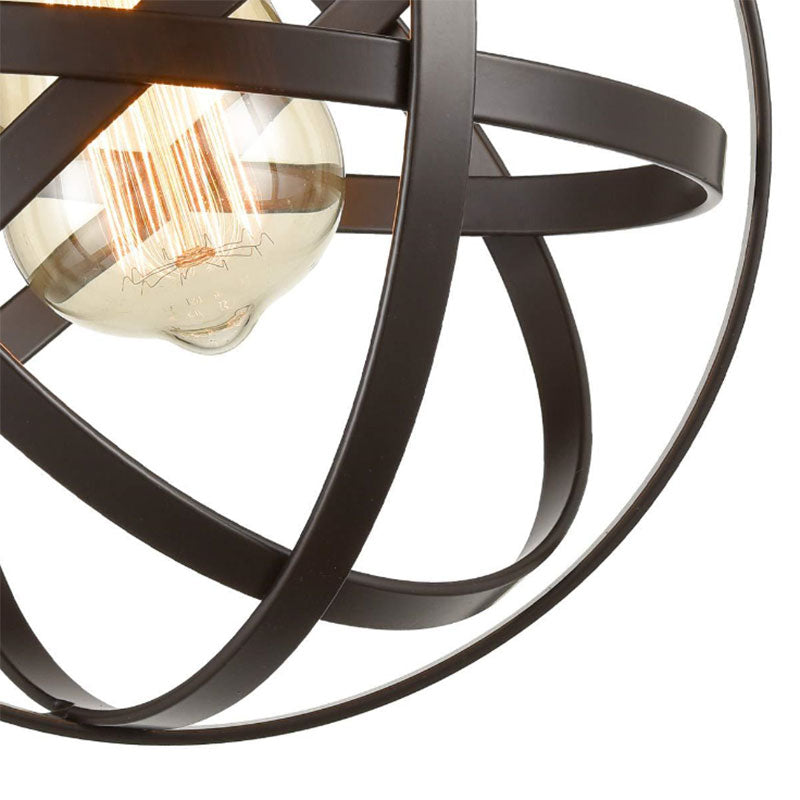 Lámpara de techo de bronce y hierro, correa de globo, 1 cabezal, iluminación de montaje semiempotrado elegante Retro para pasillo