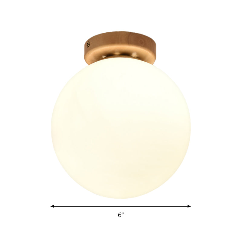 Plafonnier Globe contemporain à 1 tête en verre dépoli, blanc, pour salle de bain