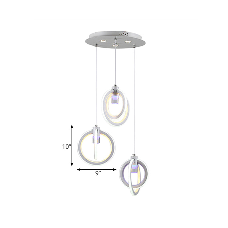 Eenvoudige orbit Acryl druppel hanger 3-licht hangende plafondlamp voor woonkamer voor woonkamer