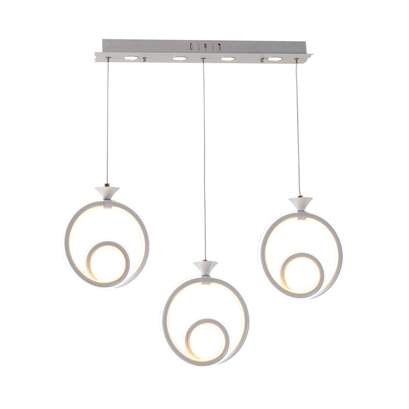 Pargante de clúster de múltiples anillos acrílico contemporáneo 3/5 lámpara de suspensión de cocina de la cabeza en luz cálida/blanca/natural