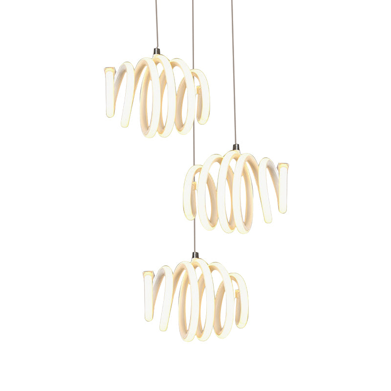 Minimalista Twisted Suspension Colgante LED acrílico Comedor Costilero Luz de techo en luz cálida/blanca
